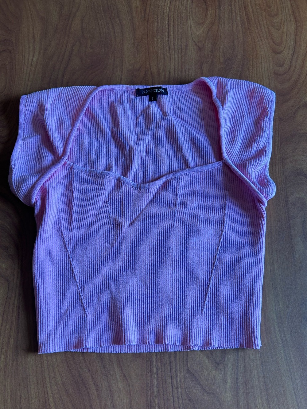 Papermoon Pink Ribbed Crop Top